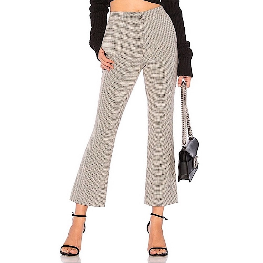 JOIE sz 8 Pants Tabanica Houndstooth Plaid Pockets Cropped Neutrals